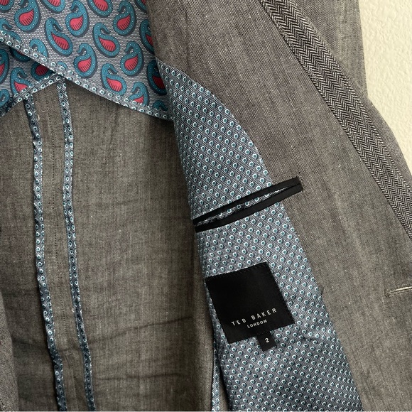 Ted Baker London Linen English Vent Double Button Blazer - Picture 7 of 8